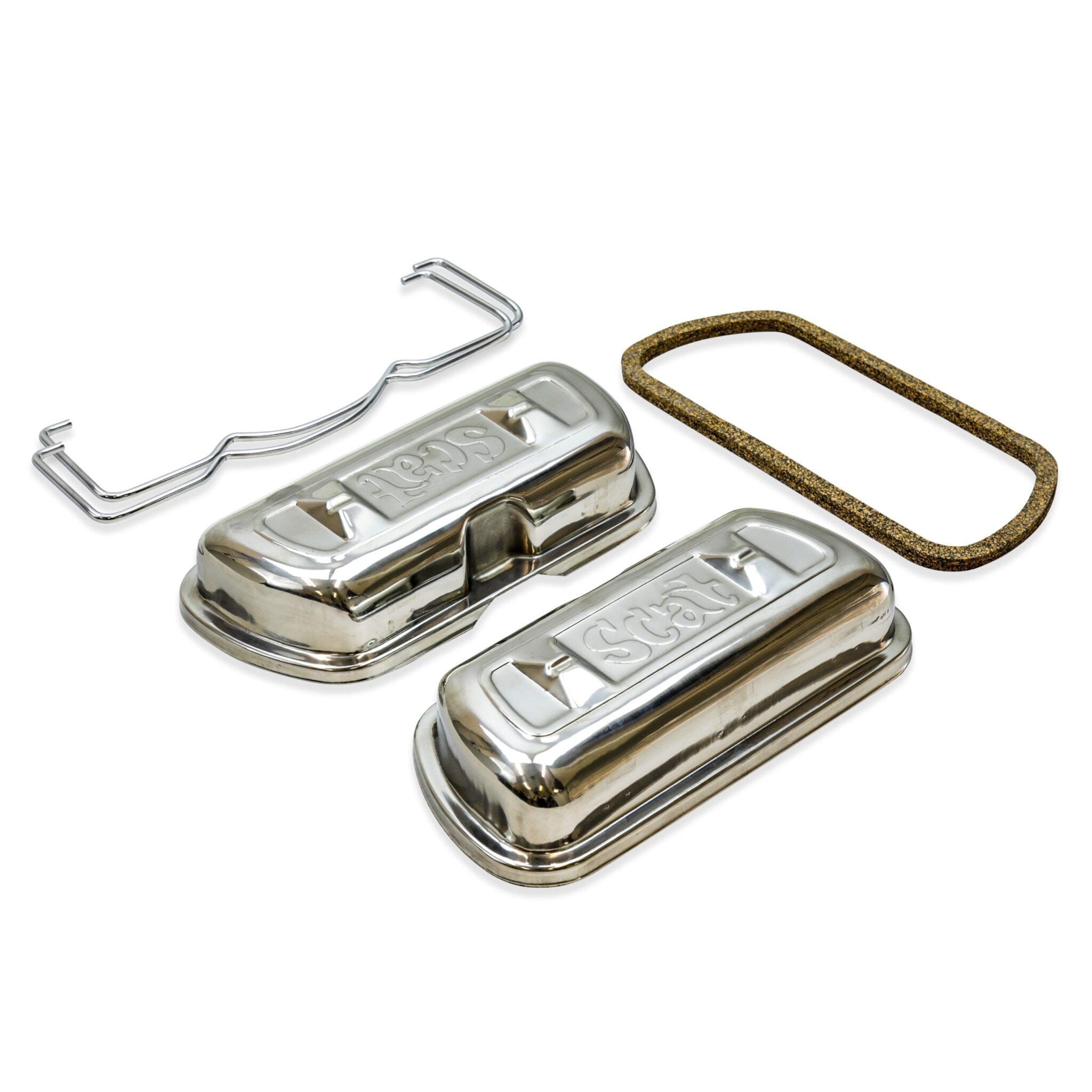 SCAT Original Logo Stainless Steel Valve Covers with 5-Tab Gasket